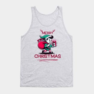 Merry Christmas Elf with Bag of Presents: Festive Tee for the Holiday Season Tank Top